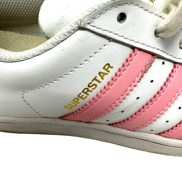 Adidas size 5 EVM‎ 004001 white pink clamshell toe lace up sneakers superstar - Picture 7 of 10